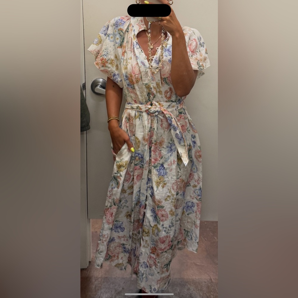 Zimmermann Bowie floral-print linen midi dress